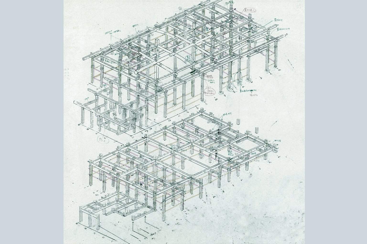 木造伝統構法の構造俯瞰図面-峠田の家-設計施工 惺々舎