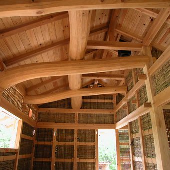 伝統構法の木組みと竹小舞下地土壁